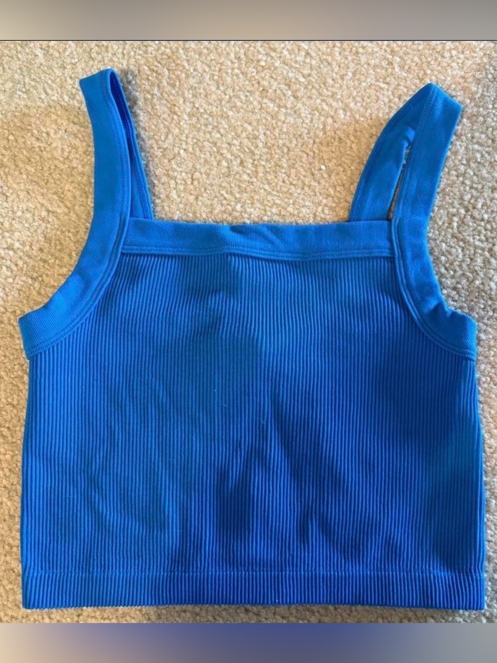 Cotton On Bright Blue Ribbed Square Neck Crop Top